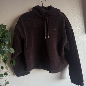 Adidas Sherpa Hoodie Womens Essential Chocolate Brown Size S
